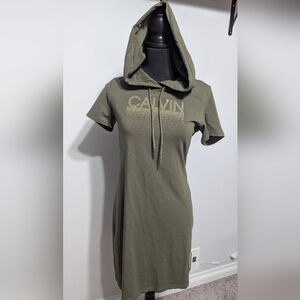 Calvin Klein Army Green Hooded Dress